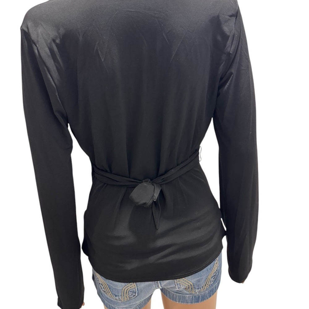 Max Studio Black Fitted Wrap Blouse - image 4